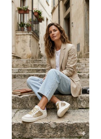Sneakers Geox Emmeleny B Optic White/Lt Gold | Tentazione Calzature